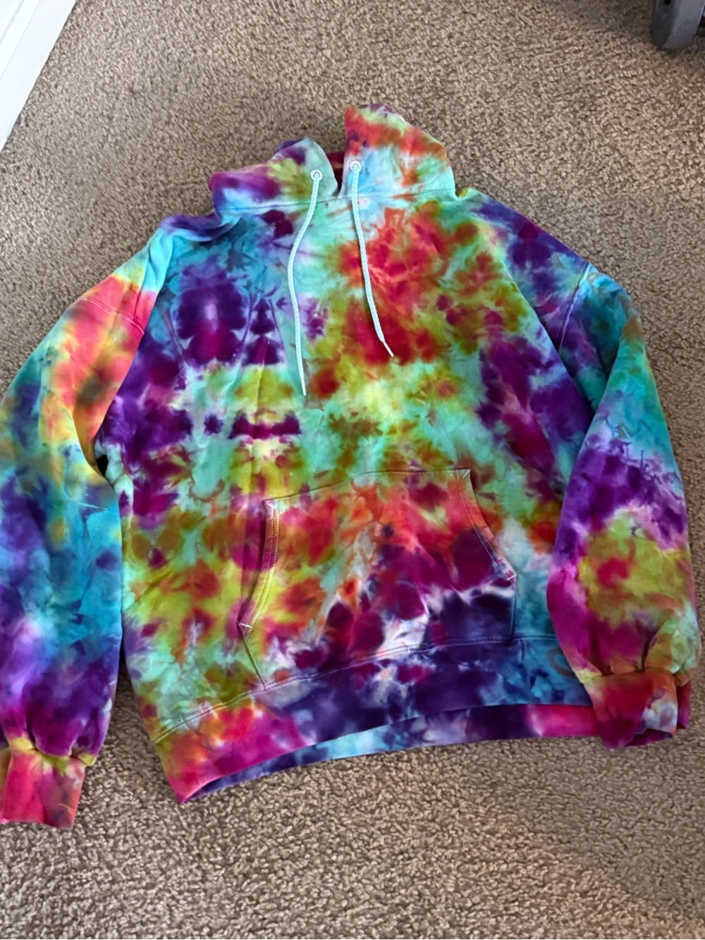 Hanes Tie-Dye Hoodie in Purple, Teal, Green and Orange